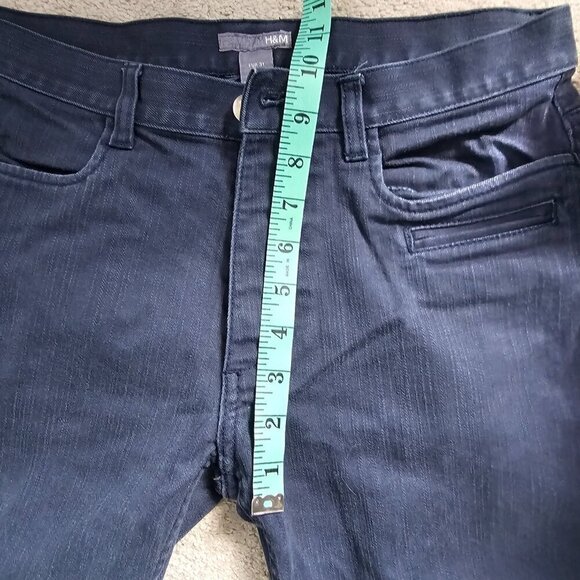 H&M Women's Straight Leg Blue Denim Button Pants, Size 31 - Picture 7 of 11